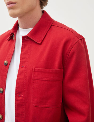 Surchemise droite en coton rouge fonc&eacute; homme