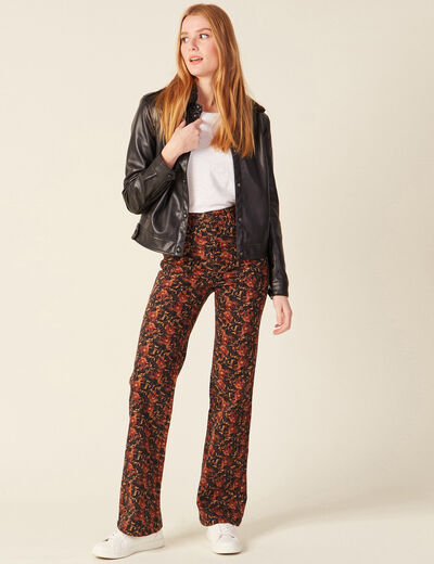 Pantalon bootcut taille haute noir femme