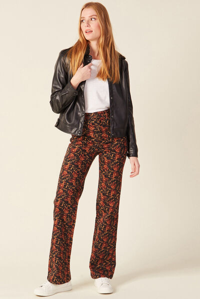 Pantalon bootcut taille haute noir femme