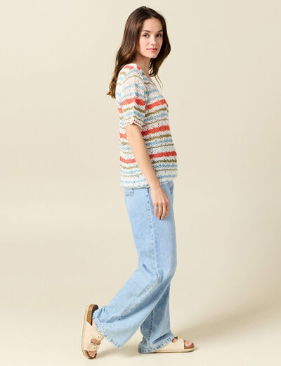 Pull manches courtes violet clair femme