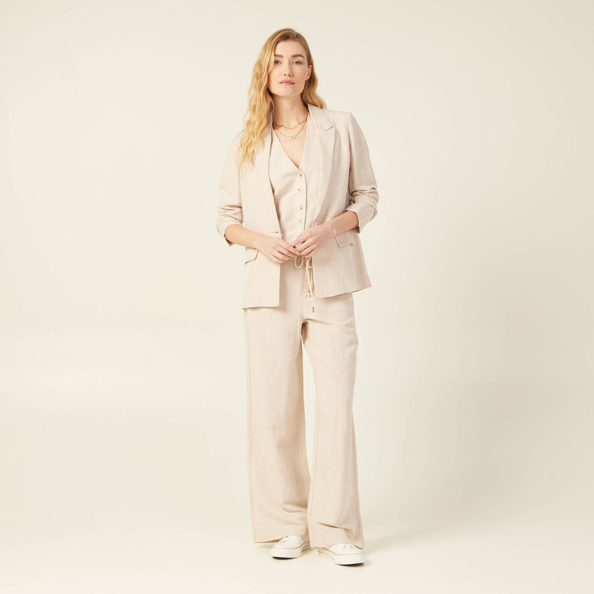 Veste blazer éco-responsable sable femme