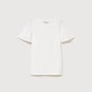 T-shirt droit col rond manches courtes ecru femme
