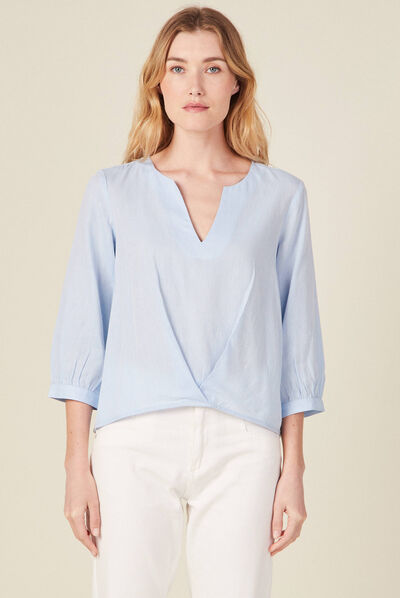 Blouse éco-responsable bleu ciel femme