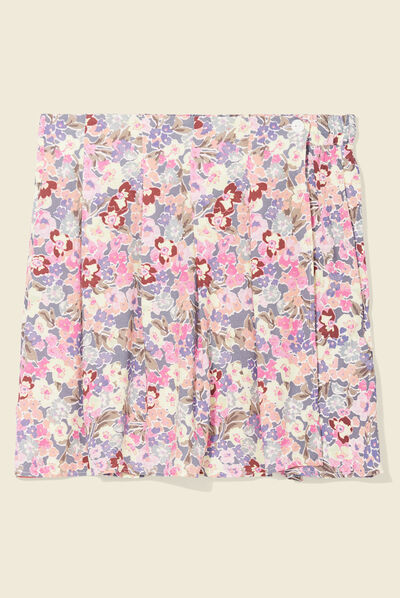 Jupe-short évasée volantée multicolore femme