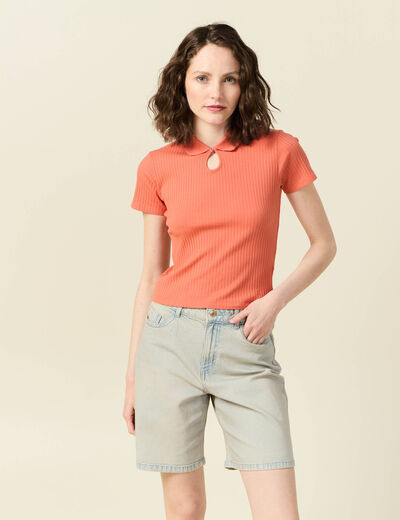 Polo manches courtes orange foncé femme