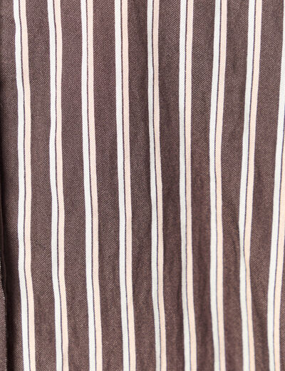 Chemise boyfriend courte manches longues marron fonc&eacute; femme