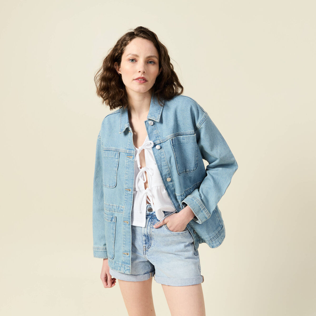 Surchemise en jean denim used femme