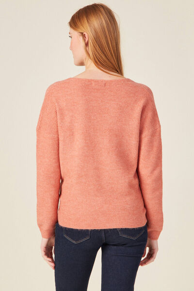 Pull manches longues rouge clair femme