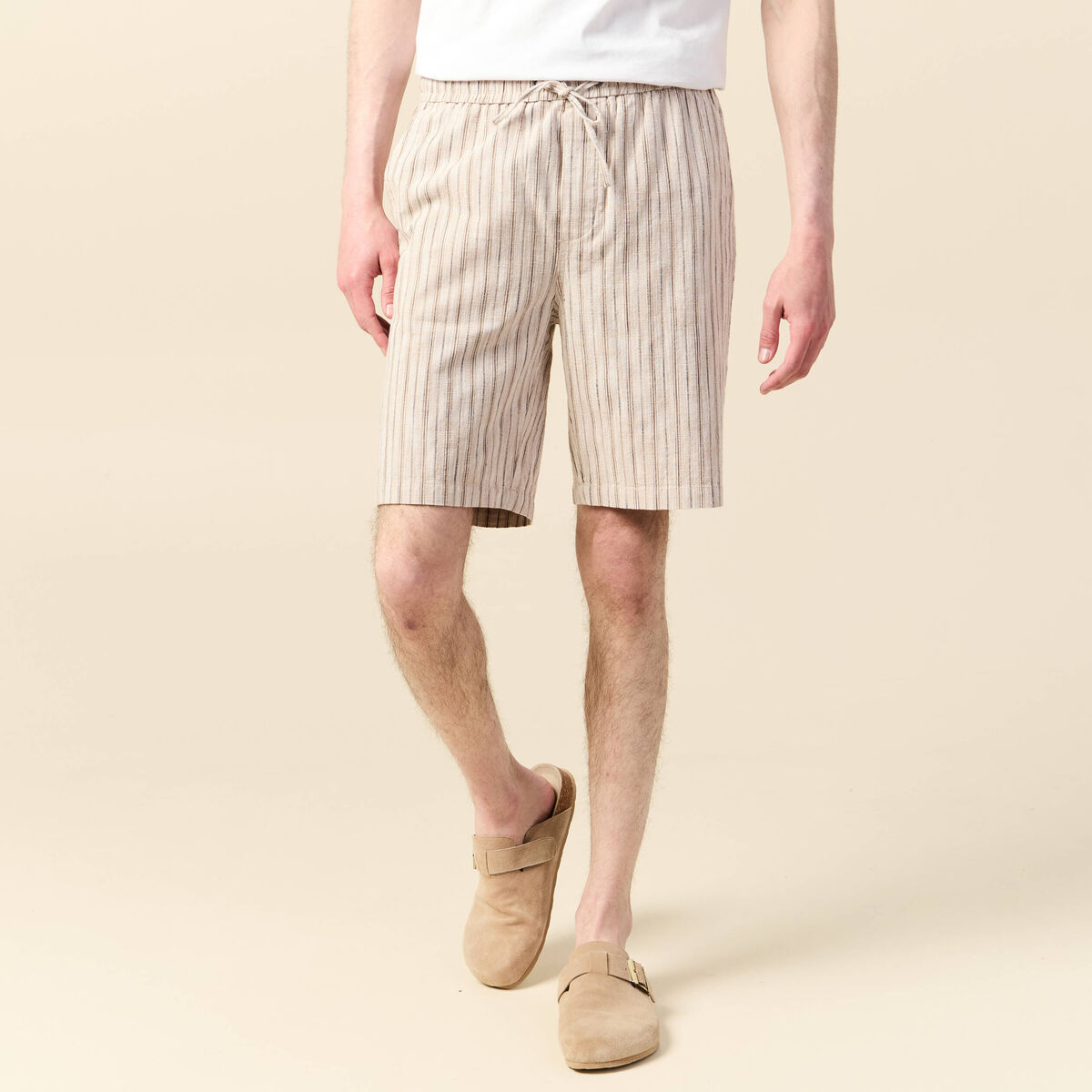 Bermuda droit à coulisse sable homme