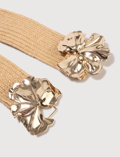 Ceinture tress&eacute;e avec boucle beige femme