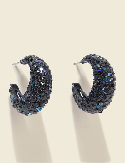 Boucles d'oreilles avec strass noir femme