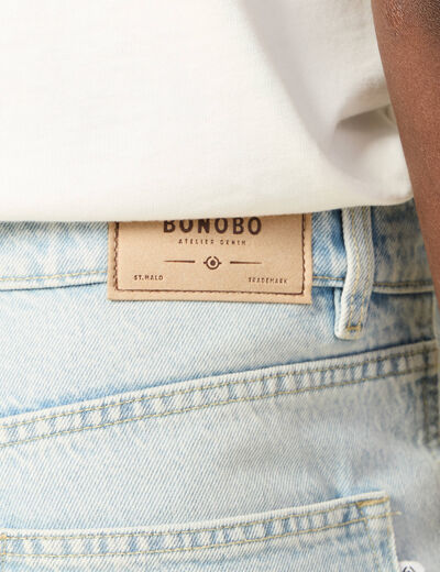 Jeans large 5 poches denim snow bleach homme