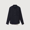 Chemise manches longues en coton bleu marine homme