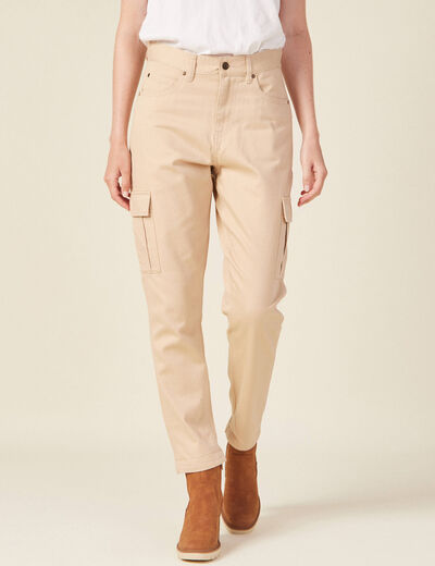 Pantalon cargo beige femme