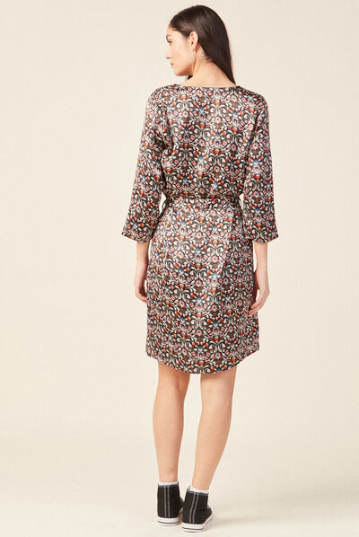 Robe droite à coulisse noir femme