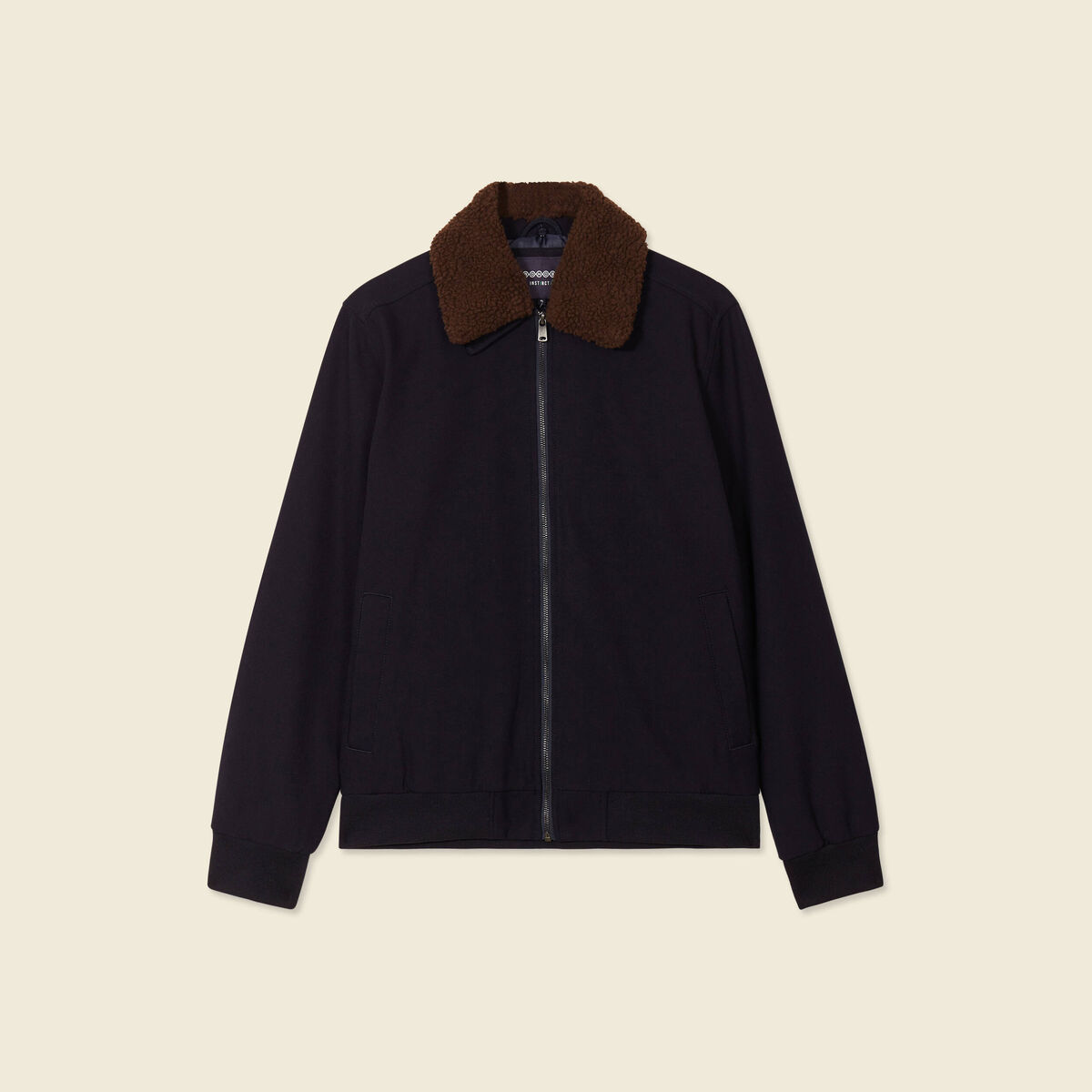 Blouson col aviateur zipp&eacute; bleu marine homme