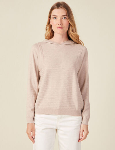 Pull à capuche creme femme