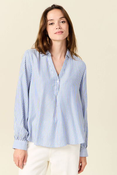 Blouse manches longues ecru femme
