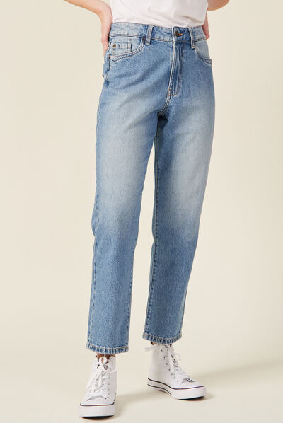Jeans straight 5 poches denim used femme
