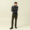 Pull col rond manches longues bleu marine homme