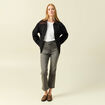 Jeans bootcut cropped taille haute denim gris femme