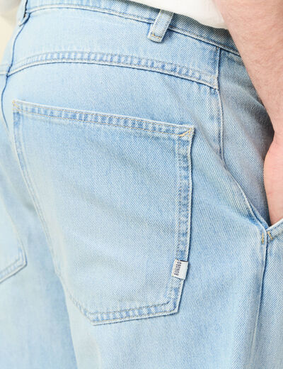 Chino droit longueur 32 en coton denim bleach homme