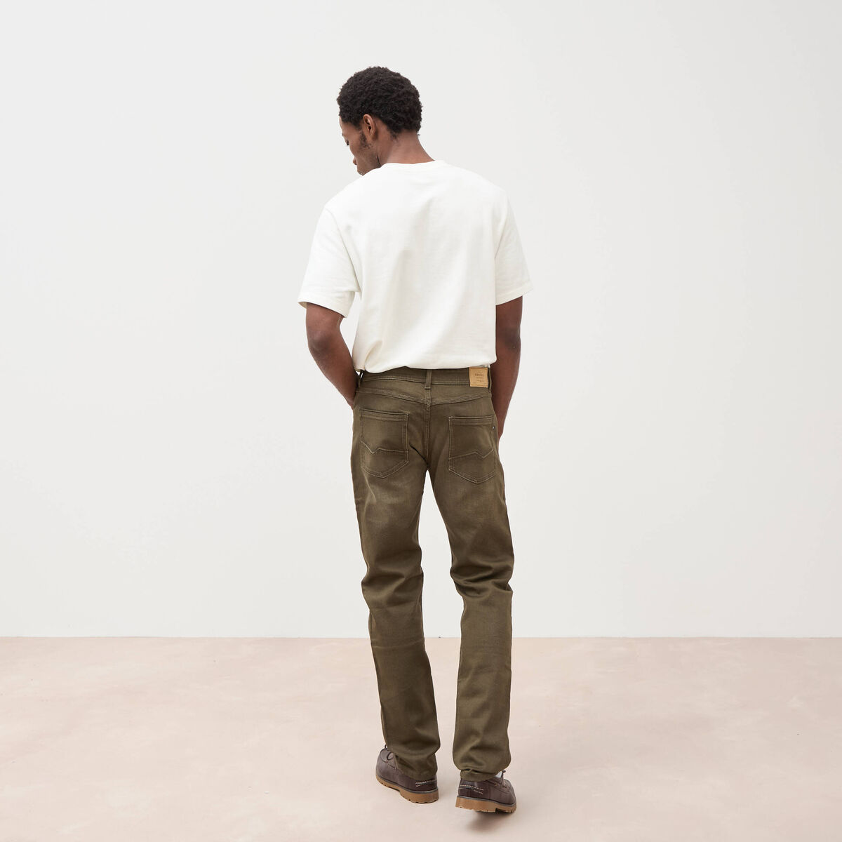 Jeans straight longueur 32 denim marron homme