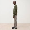 Pull droit col rond manches longues vert kaki homme