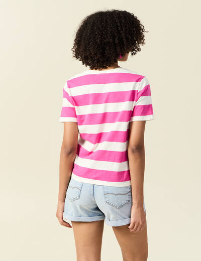 T-shirt manches courtes rose framboise femme