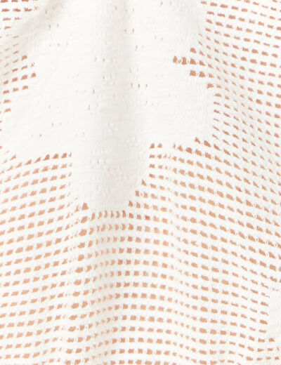 T-shirt manches courtes ajouré creme femme
