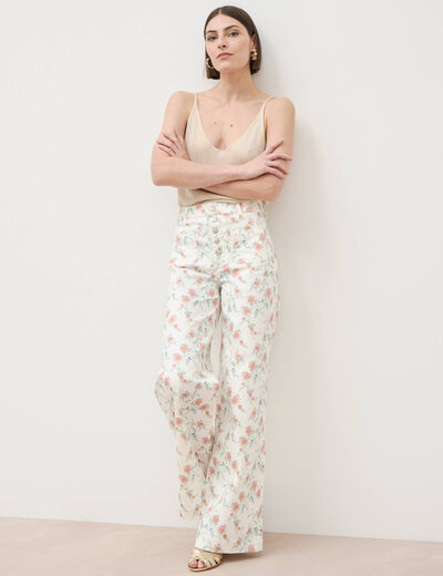 Pantalon boot cut flare taille haute blanc femme