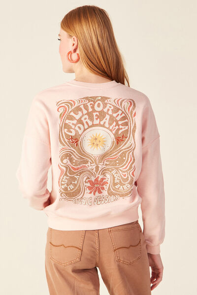 Sweat manches longues rose clair femme
