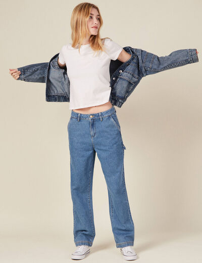 Jeans slouchy taille haute denim stone femme