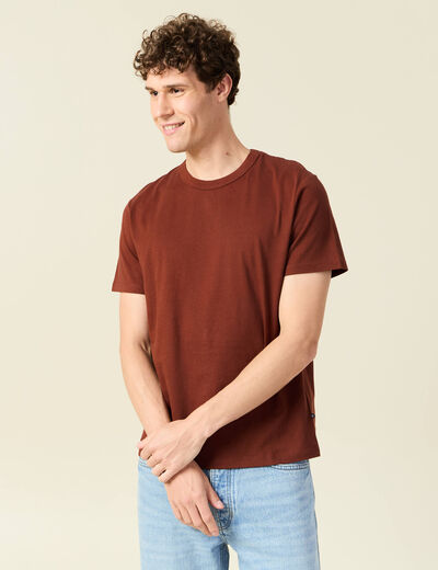 T-shirt éco-responsable marron cognac homme