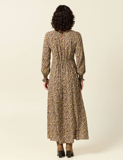 Robe longue &eacute;vas&eacute;e taupe femme