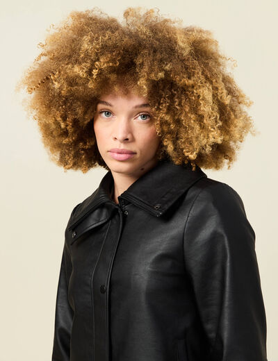 Blouson biker simili cuir noir femme