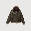 Blouson oversize manches longues vert olive femme