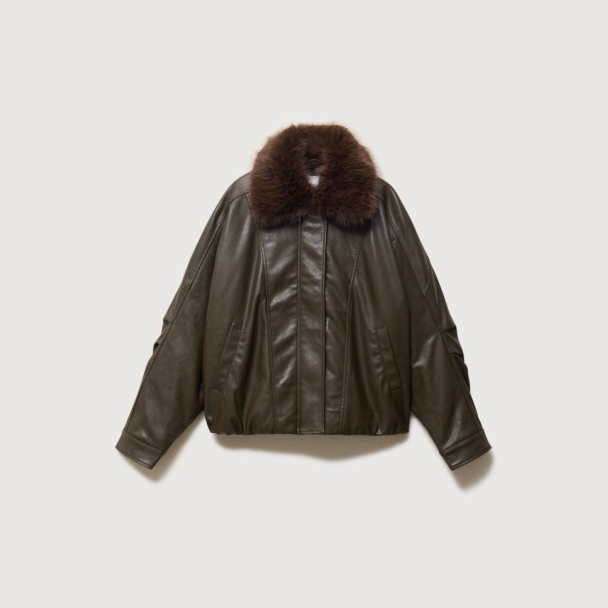 Blouson oversize manches longues vert olive femme