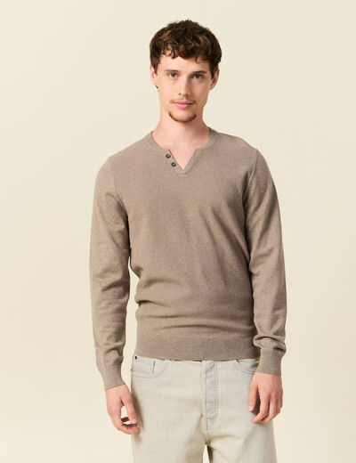 Pull manches longues vert kaki homme