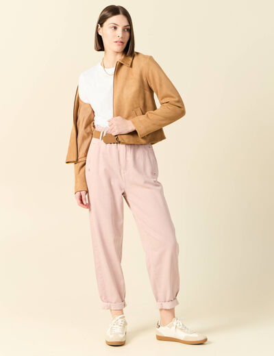 Jeans slouchy 7/8ème rose clair femme