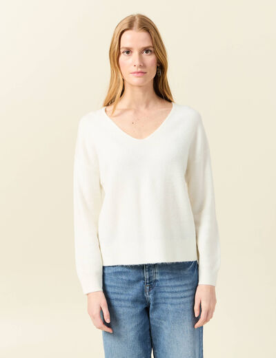 Pull manches longues ecru femme