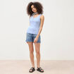 D&eacute;bardeur cintr&eacute; d&eacute;collet&eacute; sans manches bleu clair femme