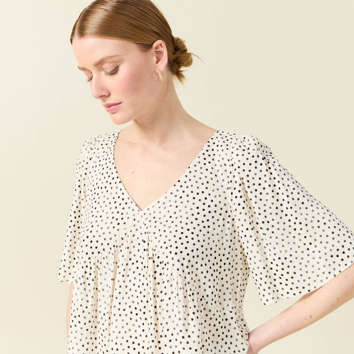 Blouse manches courtes blanc femme
