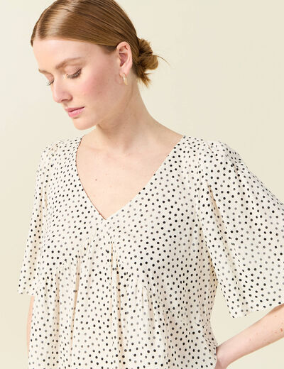 Blouse manches courtes blanc femme