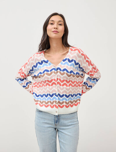 Gilet manches longues multicolore femme