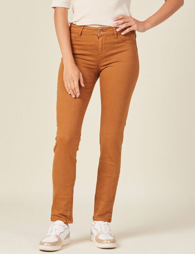 Pantalon slim marron femme
