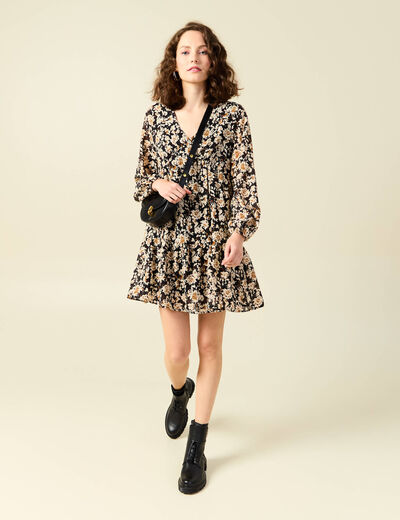 Robe évasée éco-responsable noir femme
