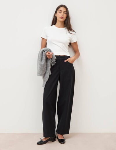 Pantalon coupe regular noir femme