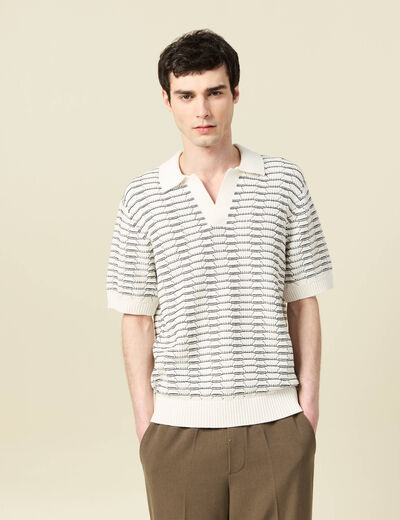 Polo ample en coton manches courtes ecru homme