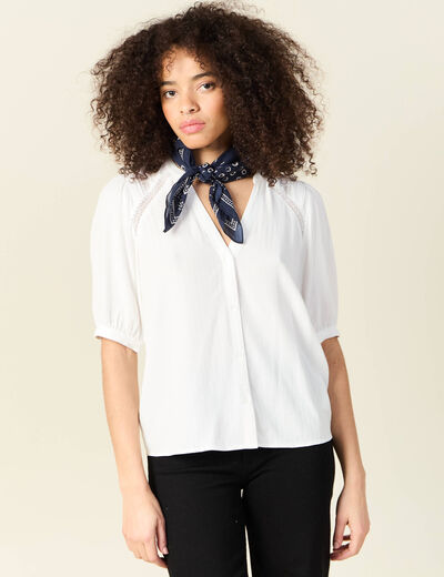 Chemise manches courtes ecru femme